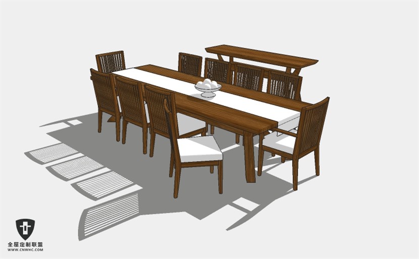 餐厅家具餐桌椅字组合SketchUp模型库草图大师模型下载152