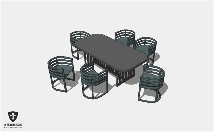 餐厅家具餐桌椅字组合SketchUp模型库草图大师模型下载164