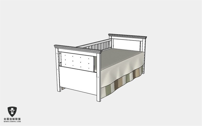 卧室家具单人床SketchUp模型库草图大师模型下载Bed-034