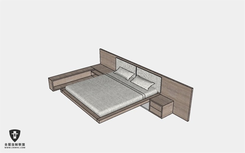 卧室家具双人床SketchUp模型库草图大师模型下载Bed-038