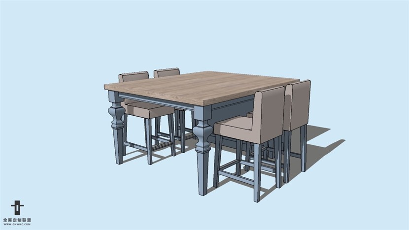 SketchUp精品桌子椅子模型草图大师桌椅组合模型下载-075SKP模型