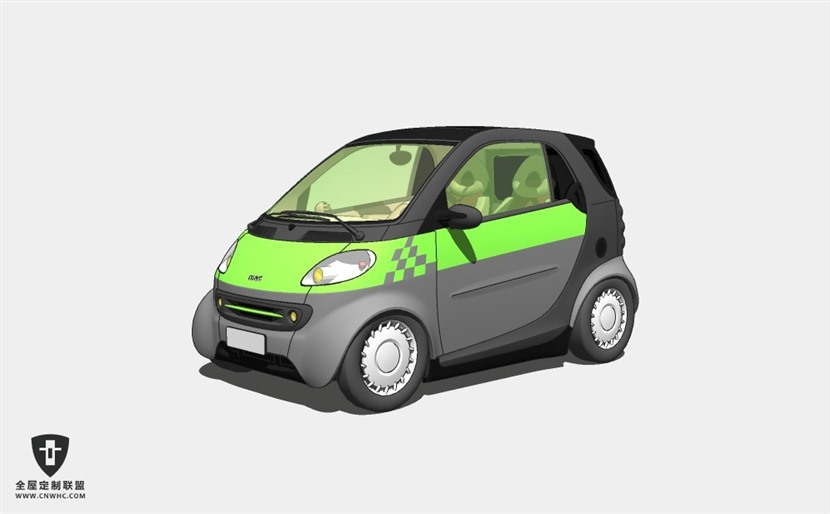 宝马迷你汽车smart-fortwo_SA轿车SketchUp模型库草图大师模型下载