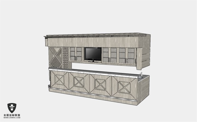 酒吧餐厅家具吧台吧凳吧椅组合SketchUp模型库草图大师模型下载026