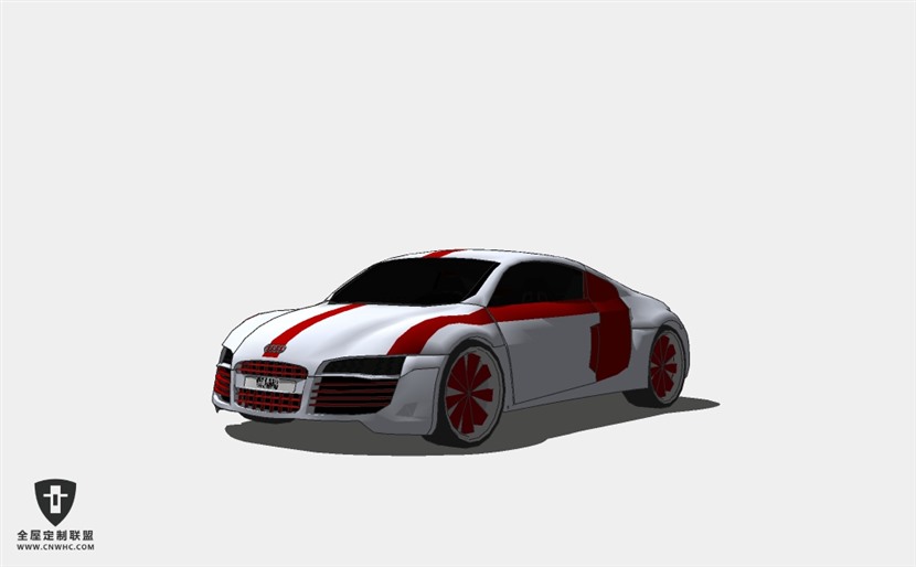 奥迪轿车小汽车Audi_R8-Red_Edition SketchUp模型库草图大师模型下载