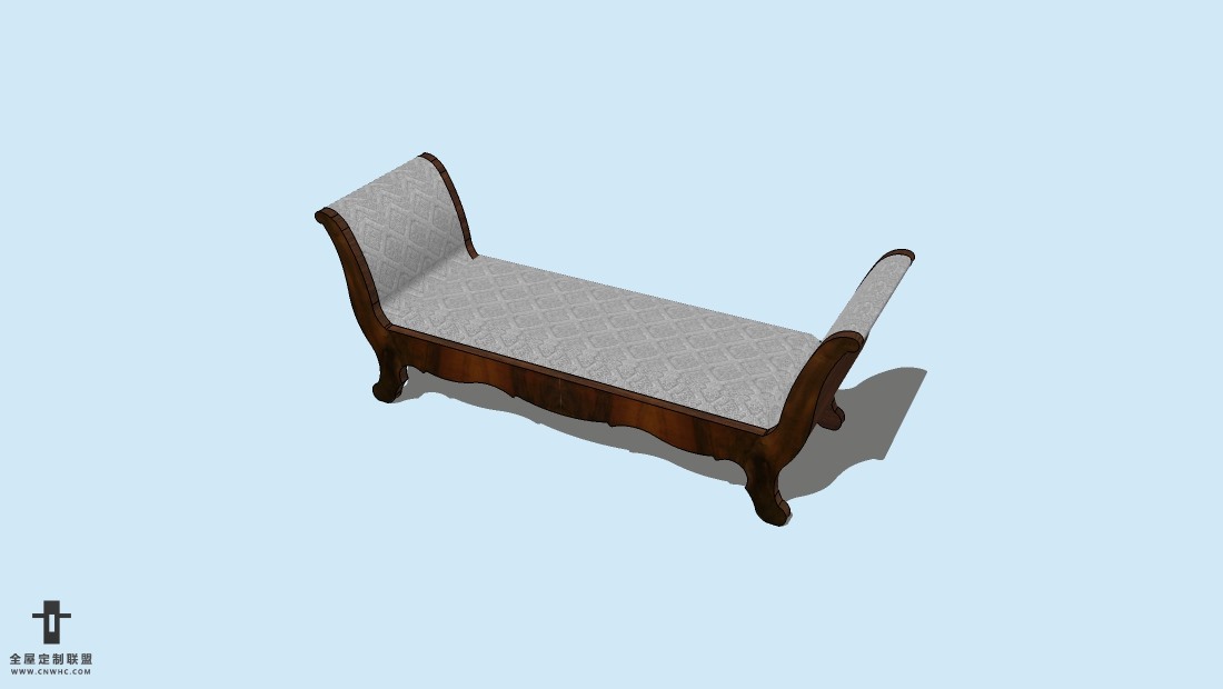 SketchUp草图大师精品欧式床尾凳模型下载-Footboard chair-002SKP模型