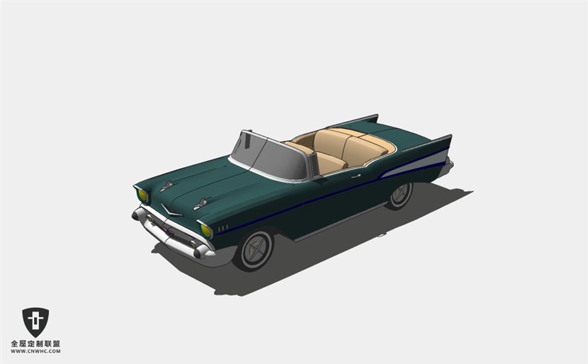 交通工具汽车Chevy Bel Air 57 老爷车敞篷跑车轿车SketchUp模型库草图大师模型下载