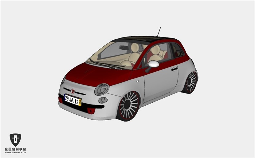 菲亚特轿车Fiat 500 RLine两厢轿车 SketchUp模型库草图大师模型下载