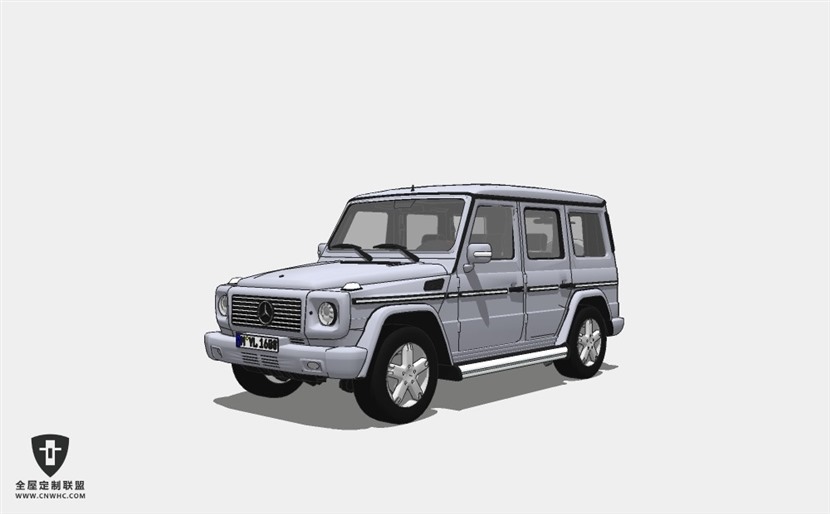 奔驰汽车Mercedes-Benz G500银色 SUV越野车SketchUp模型库草图大师模型下载