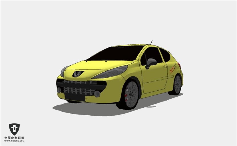 法国标志轿车Peugeot 207两厢小轿车 SketchUp模型库草图大师模型下载