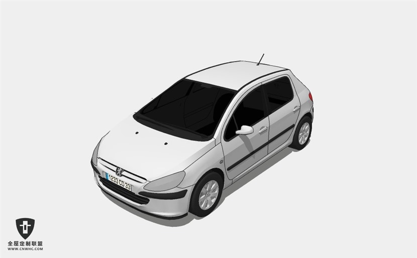 法国标志轿车Peugeot 307 XS 5-p Hatchback 2001两厢小轿车 SketchUp模型库草图大师模型下载