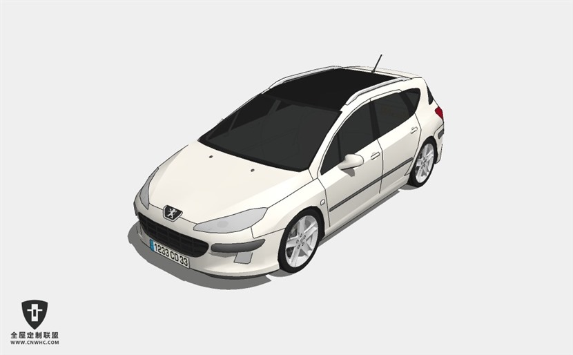 法国标志轿车Peugeot 407 SW两厢小轿车 SketchUp模型库草图大师模型下载