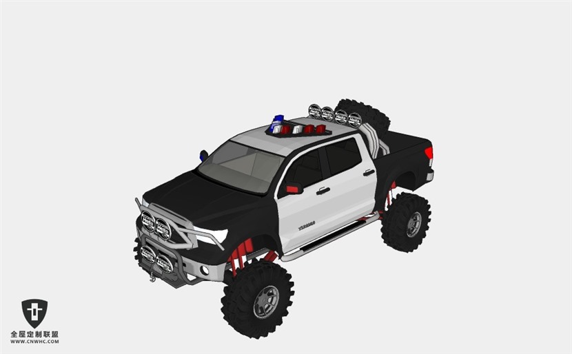 丰田汽车Toyota Tundra Offroad Police Cruiser警用轿车SketchUp模型库草图大师模型下载