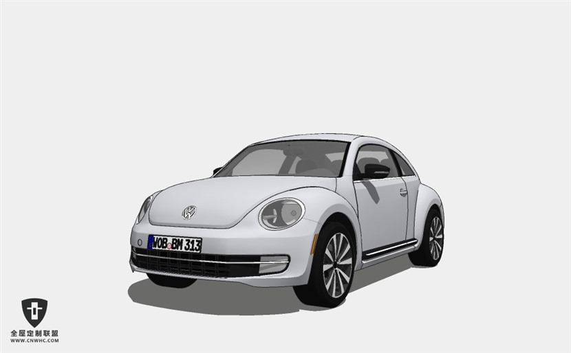 德国大众汽车Volkswagen Beetle Turbo A5 2012小轿车 SketchUp模型库草图大师模型下载