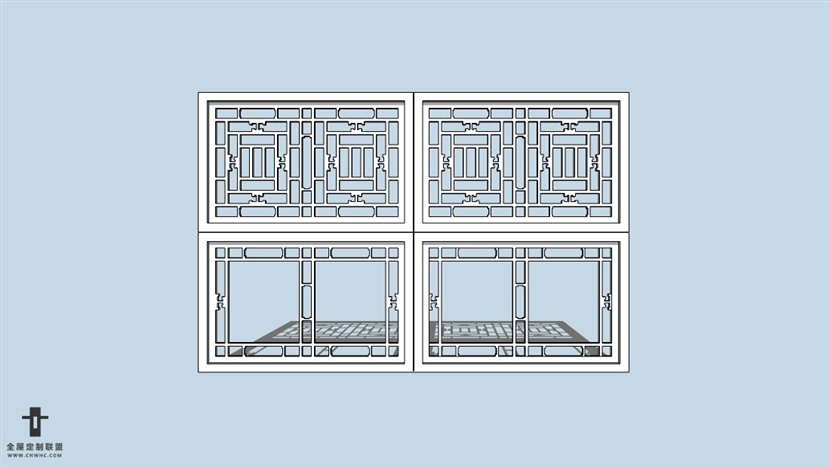 SketchUp草图大师中式风格家具雕花门窗SU模型下载-117SKP模型