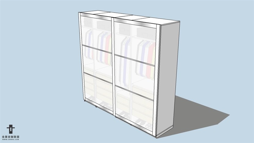 SketchUp草图大师宜家现代风格衣柜skp模型下载-151SKP模型