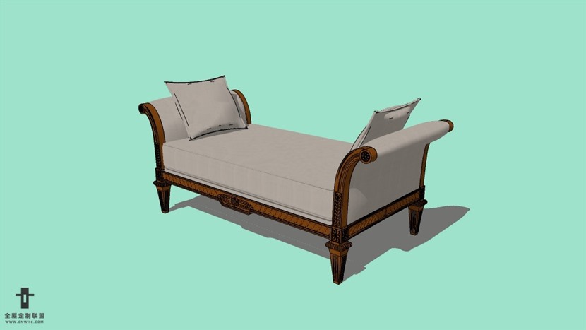 SketchUp精品床尾椅模型草图大师床尾椅模型下载-Footboard-chair-002SKP模型