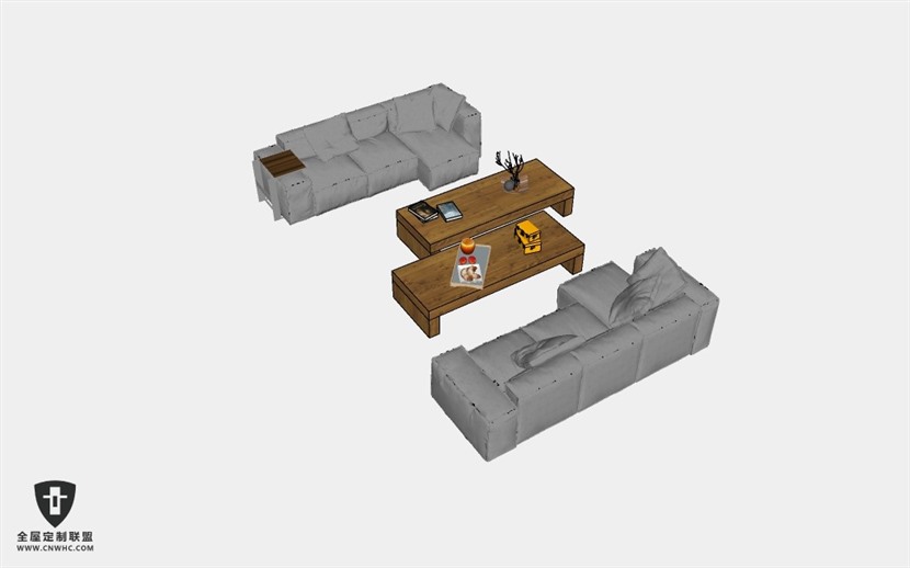 客厅家具多人沙发家具组合SketchUp模型库草图大师模型下载Sofa-088