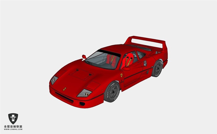 法拉利轿车 Ferrari F40经典超跑车赛车 SketchUp模型库草图大师模型下载