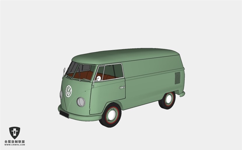 德国大众汽车green volkswagen panel van面包车 SketchUp模型库草图大师模型下载