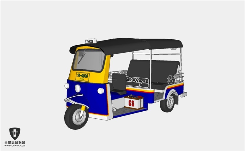 印度汽车突突车tuk tuk car 出租车SketchUp模型库草图大师模型下载