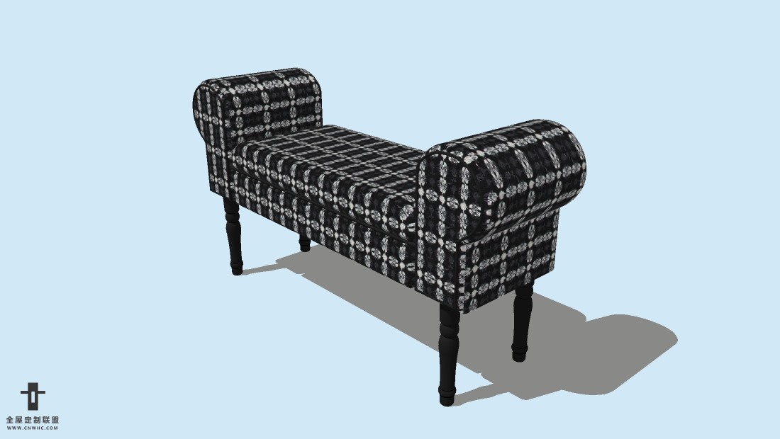 SketchUp草图大师精品欧式床尾凳模型下载-Footboard chair-009SKP模型