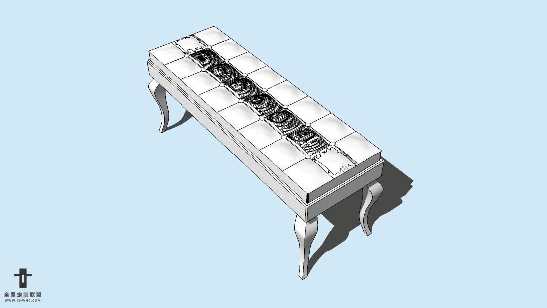 SketchUp草图大师精品欧式床尾凳模型下载-Footboard chair-010SKP模型