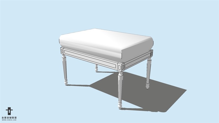 SketchUp草图大师精品欧式脚凳模型下载-Footstool-001SKP模型