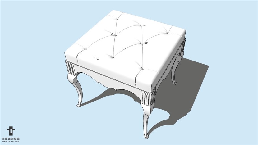 SketchUp草图大师精品欧式脚凳模型下载-Footstool-007SKP模型