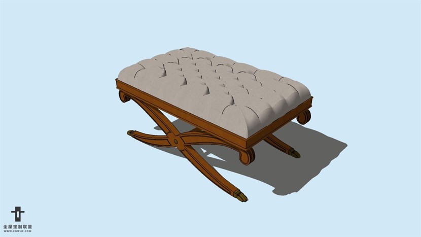 SketchUp草图大师精品欧式脚凳模型下载-Footstool-008SKP模型