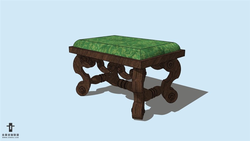 SketchUp草图大师精品欧式脚凳模型下载-Footstool-006SKP模型