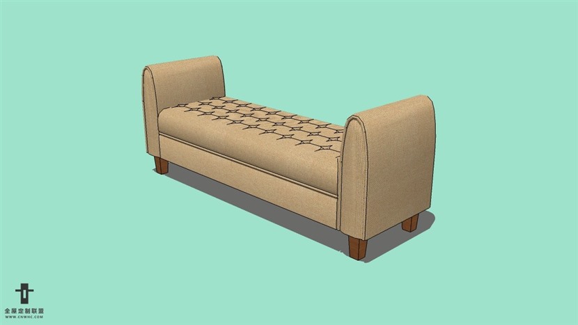 SketchUp精品床尾椅模型草图大师床尾凳模型下载-Footboard-chair-019SKP模型