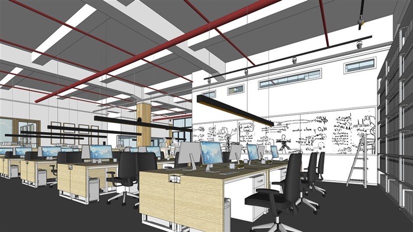草图大师商业空间模型SketchUp现代大型办公室SU模型下载0130