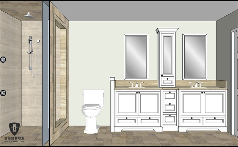 SketchUp草图大师简欧浴室卫生间室内整体SU模型下载0082