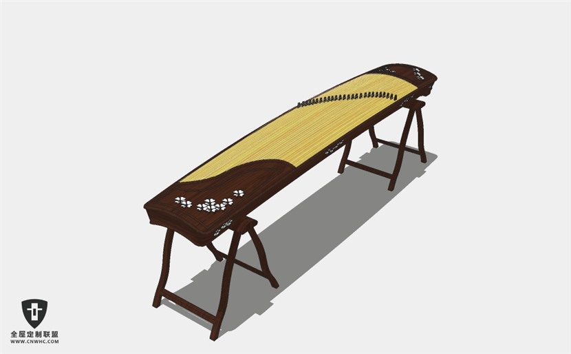 SketchUp草图大师中国传统乐器古筝SU模型017