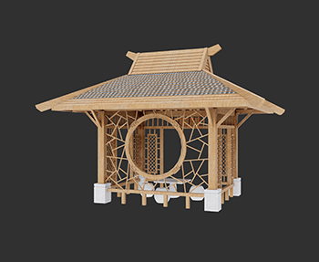 仿古建筑廊架亭廊亭子SketchUp草图大师SU模型下载202307694