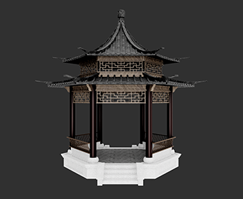 仿古建筑廊架亭廊亭子SketchUp草图大师SU模型下载202307816