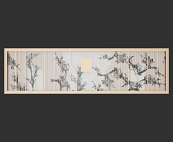 新中式景墙围墙SketchUp草图大师SU模型下载202307276