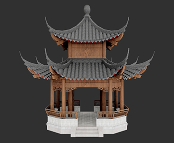 仿古建筑廊架亭廊亭子SketchUp草图大师SU模型下载202307966