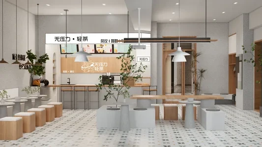 Enscape奶茶甜品店场景SketchUp草图大师模型下载1358